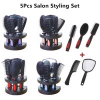 【CC】 5Pcs Styling Set Makeup Hair with Holder Anti-Static Comb Mirror