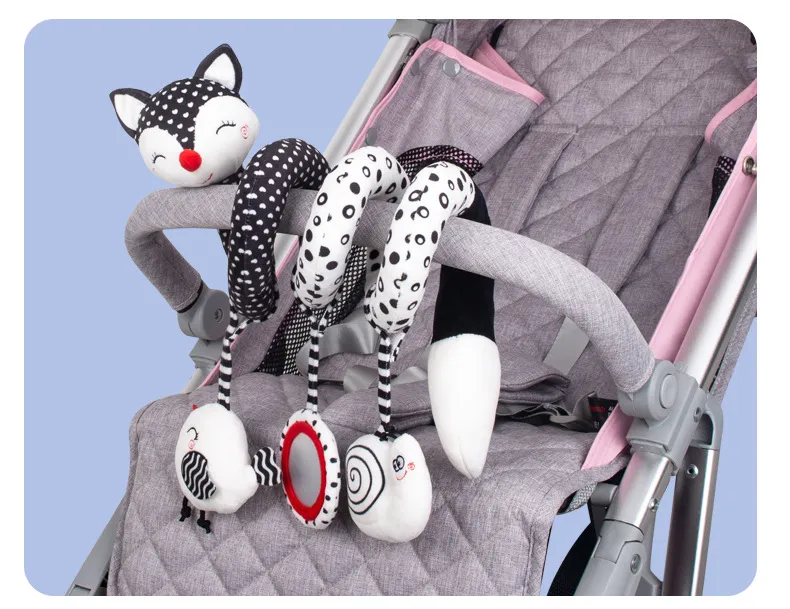 Baby Spiral Plush Toys, Black White Stroller Toy Stretch & Spiral Activity  Toy Car Seat Toys, Hanging Rattle Toys for Crib Mobile, Newborn Sensory Toy
