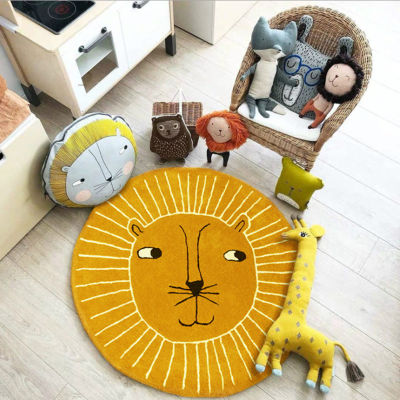 2021INS Nordic New Cartoons Mat For Children Baby Play Mat Round Carpet Lion Playmat Baby Photography Props Living Room Carpet