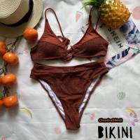 ? SHEIN BIKINI ชุดว่ายน้ำแฟชั่น ชุดว่ายน้ำสีส้มเข้ม พร้อมส่งจากไทย DARK ORANGE SIZE S M #SHDARKORG0017