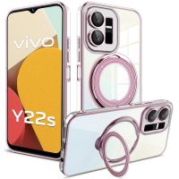 เคสโทรศัพท์สำหรับ Vivo Y35 Y22 Y22s Y16 Y02s Y20 Y20i Y20s 4G ใสใสใสอะคริลิกเคสกันกระแทกมือถือที่ยึดแหวนกรอบ TPU แบบนุ่มทั้งหมดรวมถึงป้องกันการตก