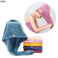 Magic Microfiber Shower Cap Coral Fleece Embroidery Towel Bath Hats Dry Hair Cap Quick Drying Soft For Lady Turban Shower Caps Towels