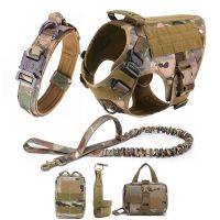 Large Dog Collar Military Dog Harness And Leash Set Pet Training Vest Tactical German Shepherd K9 Harnesses For Small Dogs Collars