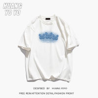 HUANGYOYO เสื้อยืดผ้าฝ้ายแขนสั้นบริสุทธิ์100% ลายผีเสื้อย้อมสีเรียบและสวยงามสำหรับผู้หญิง