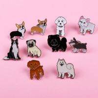 【DT】hot！ Dog Brooch Bichon Samoyed Bulldog Pug Schnauzer Enamel Pins Multiple Accessories Badge