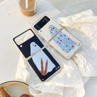 Funny Cute Ghost Phone Case For Samsung Galaxy Z Flip 4 3 Cover Fashion Plating Mirror Cartoon Silicone Cases For Z Flip3 Flip4