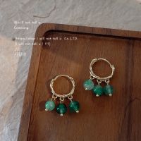 [COD] Mori hand-made design sense jasper water grass and stone earrings simple temperament creative beautiful earrings