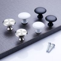 ∈✢✣ European Mushroom Type China White Black Single Hole Handle? Modern Clothes Cabinet Round Stainless Steel Drawer Handle