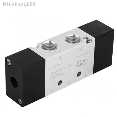 Pneumatic Electric Solenoid Valve 5 Way 2 Position Control Air Gas Magnetic Pneumatic Air Valve Inlet/Outlet PT1/4Inch Compresso