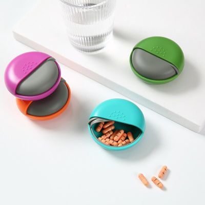 Portable Travel Round Pill Box Mini Spin Pill Organizer Pill Box Spin Pill Organizer Tablet Container Medicine Box Medicine  First Aid Storage