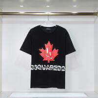 มาใหม่ล่าสุดเสื้อยืด DSQUARED2ของแท้สำหรับผู้ชายและผู้หญิง,ผ้าฝ้าย100% พรีเมี่ยมใส่ได้ทั้งชายและหญิงเสื้อยืดพิมพ์รอบคอลายใบเมเปิลสำหรับวัยรุ่น