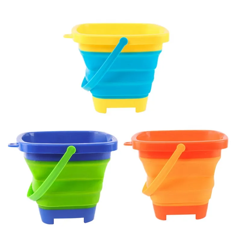 3pcs Foldable Bucket Foldable Pail Bucket Sand Buckets Silicone Collapsible  Bucket For Kids Beach P