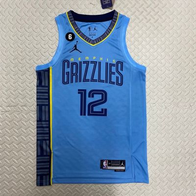เสื้อกีฬาบาสเก็ตบอล ลายทีม Memphis Grizzlies Ja Morant สีฟ้า สําหรับผู้ชาย