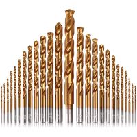 Titanium Nitride Coated Twist Drill Bit Set HSS Drill Bits Straight Round Shank Drill Bits For Metal Wood Plastic Drill Set Drills Drivers