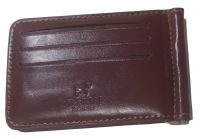 Money Clip กระเป๋าสตางค์หนีบธนบัตร PU Leather สีน้ำตาบ บางเฉียบ