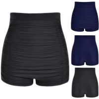 ◙❦ Women Swimming Shorts Swimwear Plus Size High Waist Bikini Bottoms Swim Wear Beach Shorts Ruched Bottom Solid Color Swimwear