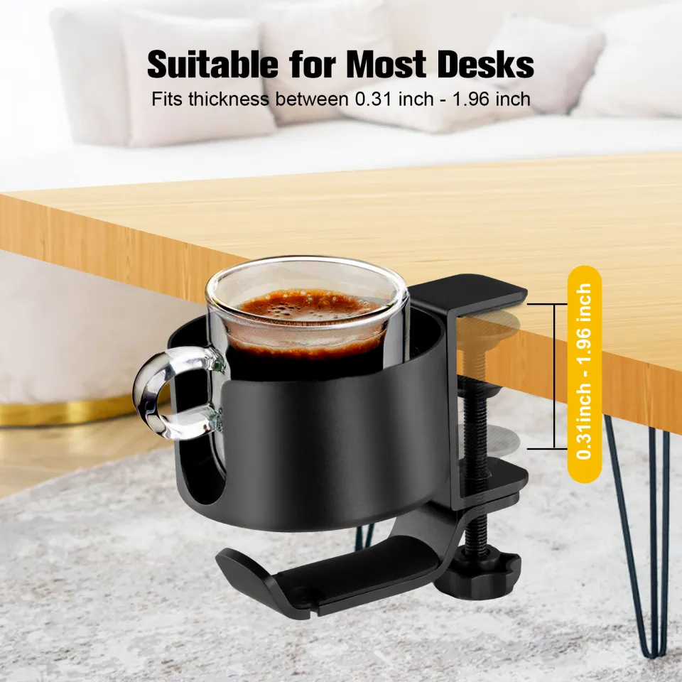 Desk Cup Holder 2 In 1 Anti-spill Cup Holder W/ 360° Rotating Headphone  Hanger 737547591363