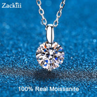 100 Sterling Silver 1CT 2CT Moissanite Necklace VVS Round Diamond Solitaire Pendant Necklace for Women Girls Anniversary Gift