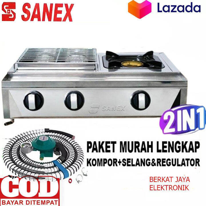 HARGA PROMO!! SANEX SNKKP128 Kompor Gas + Panggang 2 IN 1 Grill Stove