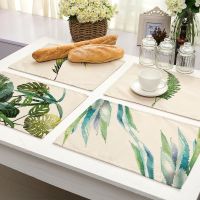 【LZ】✺✟  1Pcs Tropical Plants Pattern Kitchen Placemat Dining Table Mats Coaster Cotton Linen Pad Bowl Cup Mat 42x32cm Home Decor MP0008