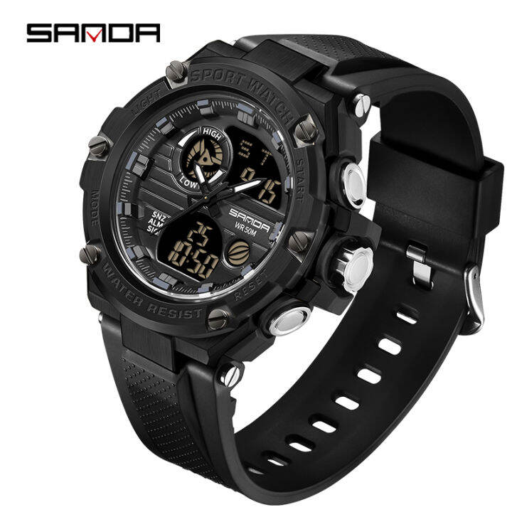 Sanda Military Luxury Men's Charm Quartz Waterproof Fall Arrest Sports ...