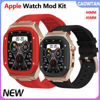 Mod ชุดกรณีชุดสำหรับ Apple Watch 8 7 6 5 SE หรูหราโลหะผสมฝาปกคลุมสำหรับฉันดูชุด44 45มิลลิเมตรยางรัดอุปกรณ์เสริม