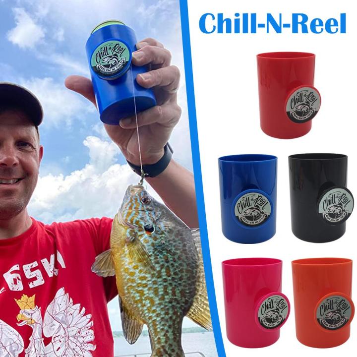 Fishing Can Hard Shell Beverage Rack Cooler With Hand Chill-N-Reel Drink  Hard Holder Reel Shell Line R8E8