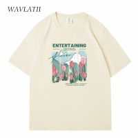 2023 NEWWAVLATII ผู้หญิงการ์ตูนใหม่ดอกไม้พิมพ์ T เสื้อหญิง Beige Streetwear ฤดูร้อน Tees Lady Casual เสื้อแขนสั้น WT2329