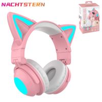 RGB Cute Cat Wireless Headphones Girls Kids Gift Headset with Microphone 7.1 Stereo Music Gaming Headset Control lights With Box