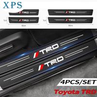 Xps 4PCS Toyota TRD รถคาร์บอนไฟเบอร์แถบติดขอบประตูสติกเกอร์สติกเกอร์อัตโนมัติเกณฑ์สติกเกอร์แถบยาวสำหรับ Vios Rush Wigo Innova Hilux Fortuner HiAce Raize Avanza Altis Corolla Agya