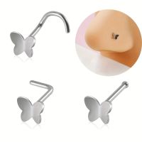 3 Pieces Of 20G Stainless Steel Butterfly Nose Stud Womens Piercing Jewelry Body jewellery