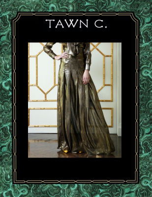 TAWN C. - African Gold Lamé Blair Skirt กระประโปรงยาวผ้าไหมลาเม่สีทอง