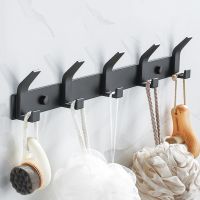 Modern Hanging Hooks For Wall Aluminium Black Towel Holder Bathroom Door Clothe Hanger Coat Rack Wall Mounted Clothes Hangers Pegs