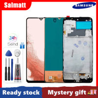 Salmatt จอ OLED สำหรับ Samsung Galaxy M32 4G M325F จอแสดงผล LCD แบบสัมผัสหน้าจอประกอบดิจิไทเซอร์อะไหล่ซัมซุง Samsung M32 4G กรอบกลางสำหรับ Samsung M32 M325 4G