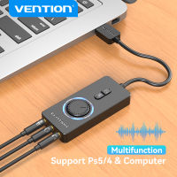 Vention USB การ์ดเสียงอะแดปเตอร์การ์ดเสียง USB ภายนอกเข้ากับแจ็ค3.5มม. การ์ดเสียง3 In 1สำหรับโน็คบุคตั้งโต๊ะหูฟัง PS4ชุดหูฟังไมโครโฟนลำโพง USB อะแดปเตอร์เครื่องเสียงสเตอริโอภายนอก