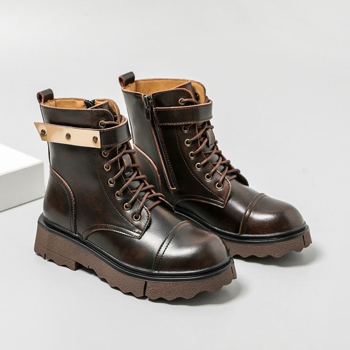 cod-foot-power-boots-womens-shoes-british-style-autumn-and-winter-single-thin-section-cowhide-thick-soled-black
