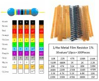 【Worth-Buy】 300ชิ้น/Locs แพ็คตัวต้านทาน1/4W ความต้านทาน1% โลหะตัวต้านทานแบบฟิล์มแบ่งชุดคิท30ชนิดละ10ชิ้น