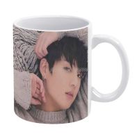 {Gzyh}Jungkook แก้วกาแฟสีขาว,แก้วมักทรงสูง330มล. สำหรับกาแฟ Jungkook Kpop Vixx Got7 Wanna One Sevent