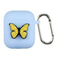 Butterfly AirPods 2 headset case, shockproof silicone 3D butterfly keychain for women and girls gift is compatible with Apple