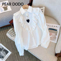 PEAR DODO เสื้อเข้ารูปขอบหูทำจากไม้แนวย้อนยุคแบบหลวมสไตล์เกาหลี