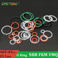 O-Ring Rubber VMQ FKM NBR Oil Seal Ring CS 1mm OD 3-63mm Waterproof Heat Wear And Corrosion Resistance Red White Green Black Gas Stove Parts Accessori