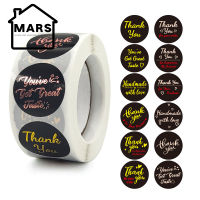 MARS Bronzing Thank You Stickers Roll Colorful 500-Count Stickers Round For Wedding Birthday Party Favor Holiday Celebration