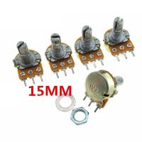 5pcs WH148 B1K B2K B5K B10K B20K B50K B100K B500K 3Pin 15mm Shaft Amplifier Dual Stereo Potentiometer 1K 2K 5K 10K 50K 100K 500K WATTY Electronics