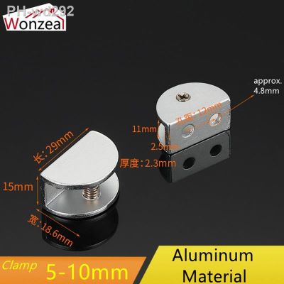 Semicircle Glass Clamp 5-10MM Shelves Holder Connecting Piece Corner Bracket Aluminum Clips Fastening Support Furniture Hardware