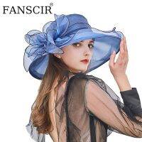 【Explosion umbrella】 ฤดูร้อนวินเทจหมวก Fascinator สำหรับผู้หญิงที่สง่างาม Organza ปีกกว้าง Flowe สุภาพสตรีเคนตั๊กกี้ดาร์บี้พรรคแต่งงานคริสตจักร Fedora หมวก