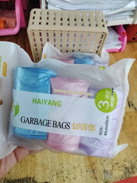 ถุงขยะม้วน-ถุงขยะคละสี-ถุงขยะเเพ็คสามสี-สินค้าขายดี