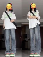 ☒✴∋ Summer thin high-waisted jeans for women petite wide-leg pants niche autumn 2023 new straight pants loose