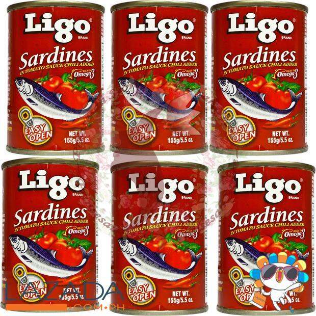Ligo Sardines in Tomato Sauce Chili Added 155g 6 cans Lazada PH