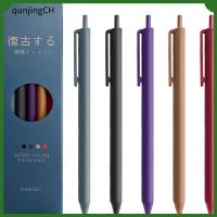 QUNJINGCH ปากกาเจลทาสีเล็บ5ชิ้นขนาด0.5มม. แห้งเร็วปากกาหมึกสำนักงานหดได้