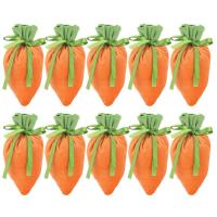 Easter Velvet Gift Bag 10pcs Cute Carrot Candy Bags Easter Drawstring Gift Bags Candy Bags with Drawstring for Easter Party Decorations Cookie Snack sweetie